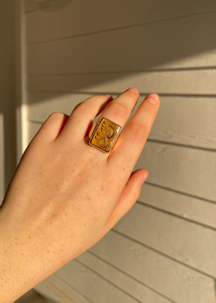 Tiger eye cameo ring sale